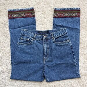 NEW Vtg Bill Blass Womens Mom Jeans High Waist Boho Ribbon Hem Sz 12 NOS Casual